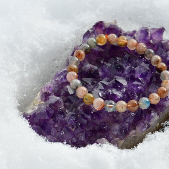 Crystalbabyhkyyc 🔮7mm+ Colorful Rutilated Quartz Bracelet - Picture 1 of 5